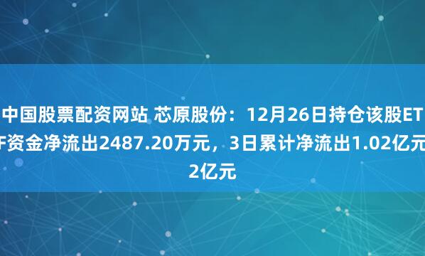 中国股票配资网站 芯原股份：12月26日持仓该股ETF资金净流出2487.20万元，3日累计净流出1.02亿元